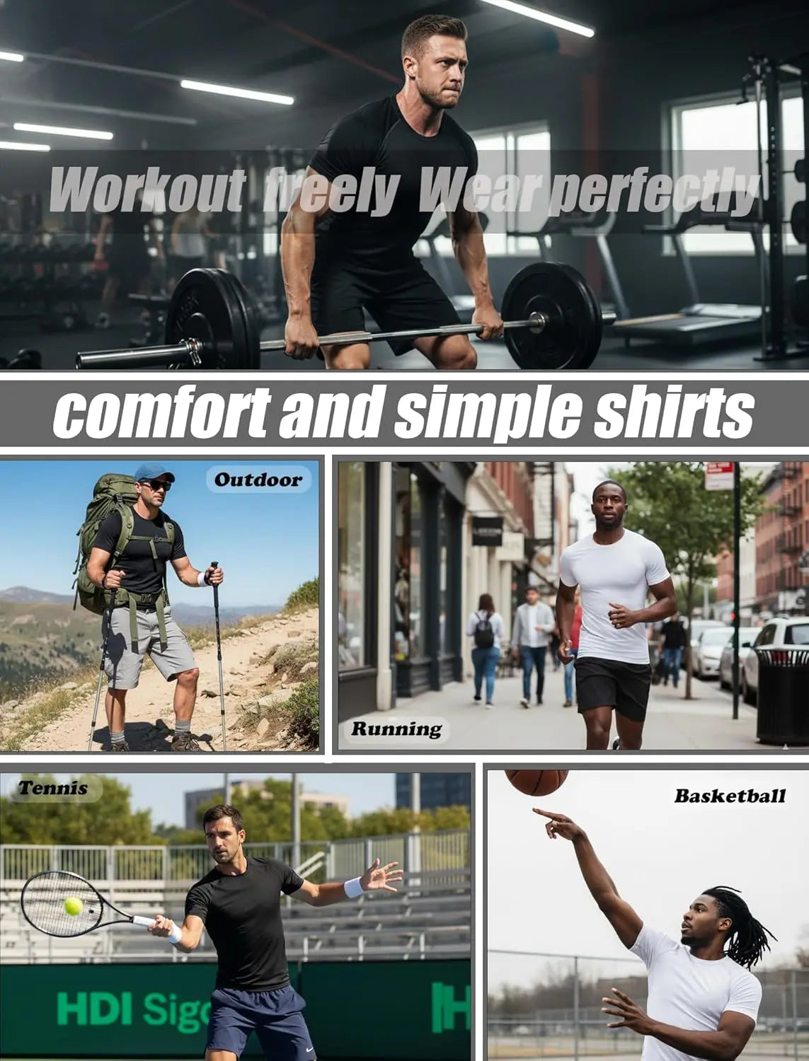 Men's Compression Shirt Short Sleeve Baselayer Athletic Top