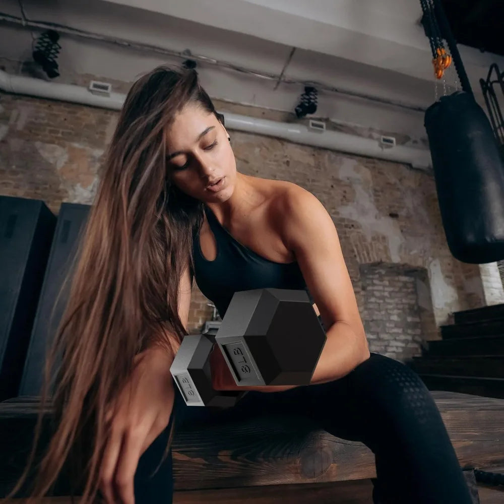 BalanceFrom Rubber Coated Hex Dumbbell Weight Set with Storage Rack