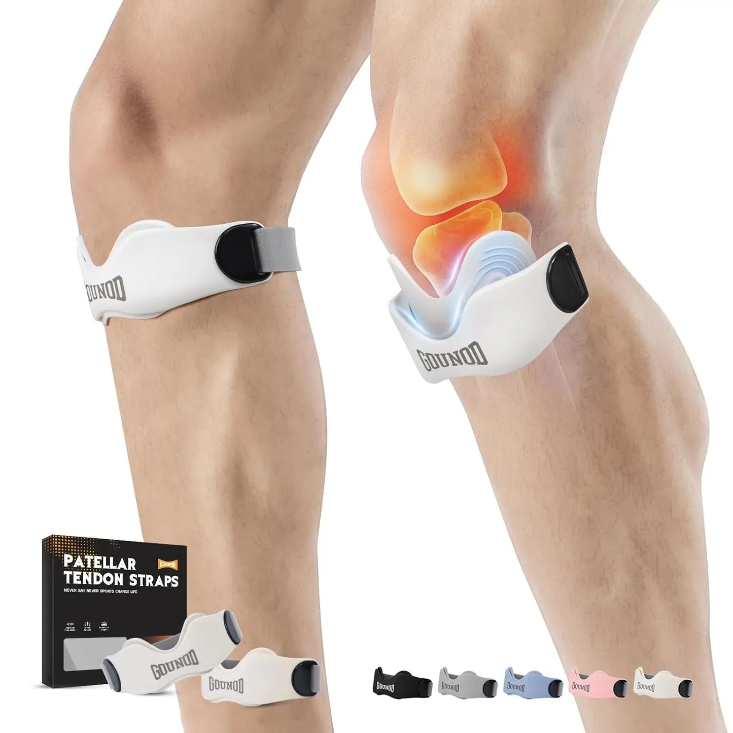 GOUNOD Patellar Tendon Support Strap Silicone Knee Brace for Stability