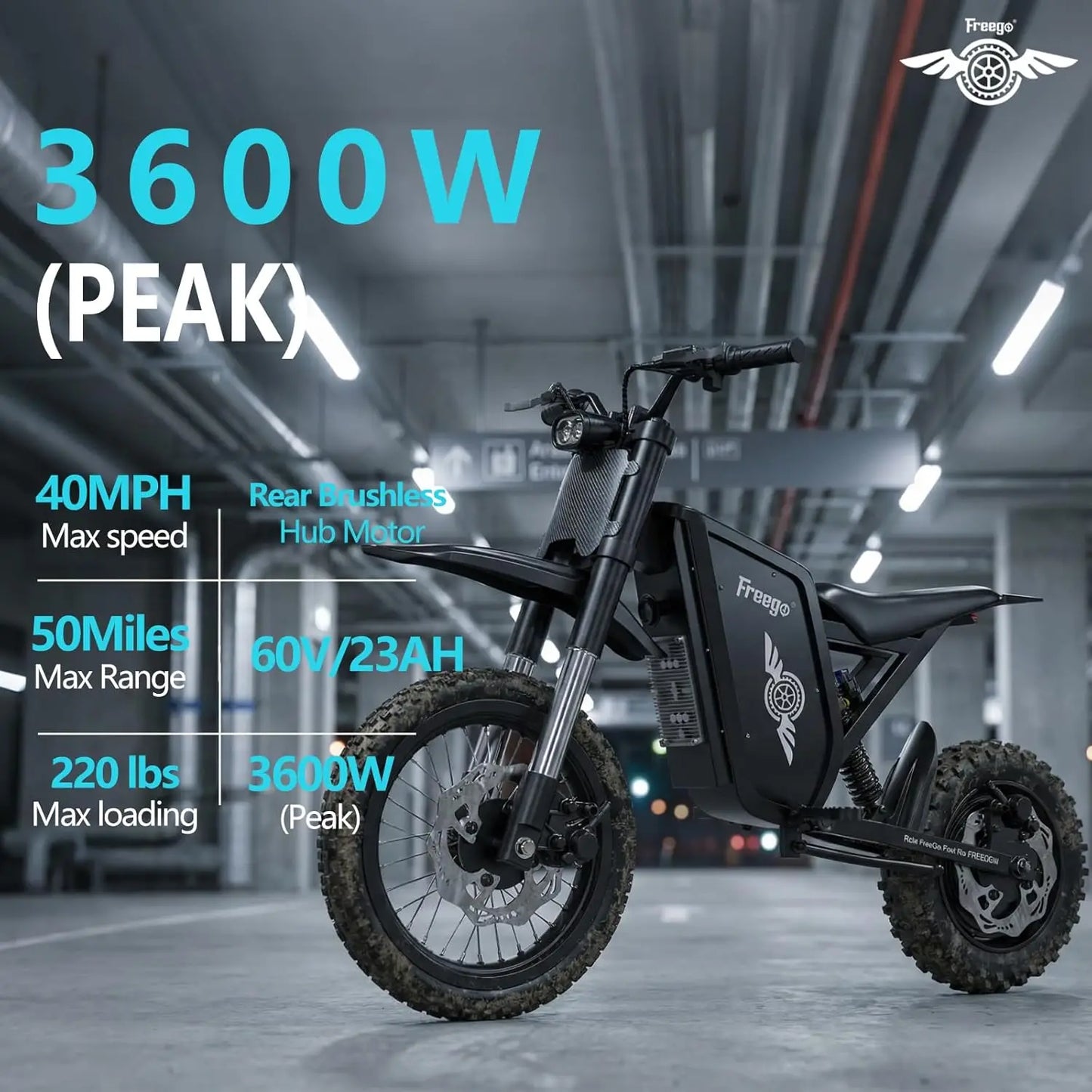 Freego X0 Electric Dirt Bike 3600W 60V Mountain Bike