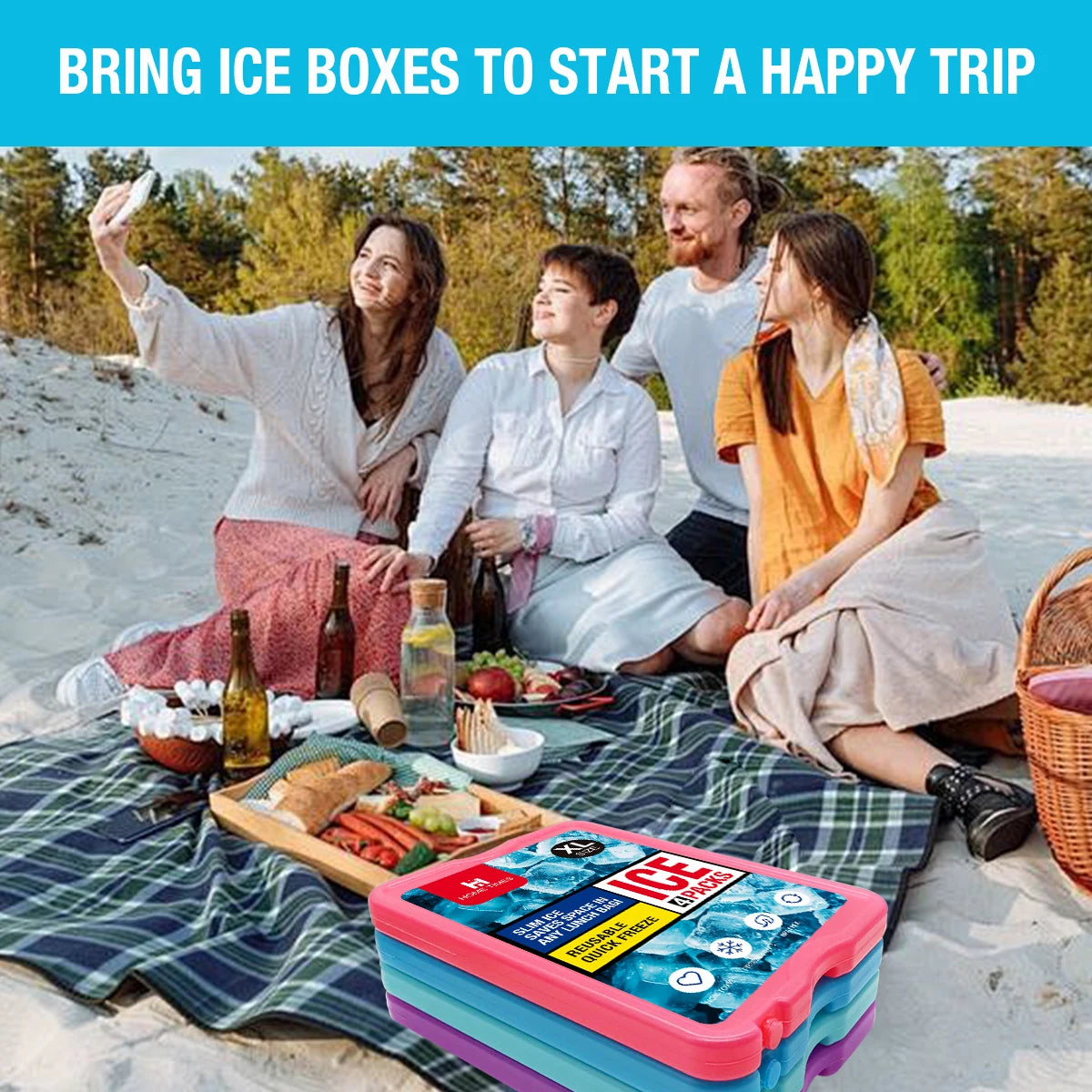 Slim Ice Pack Set For Lunch Boxes And Coolers Bundle