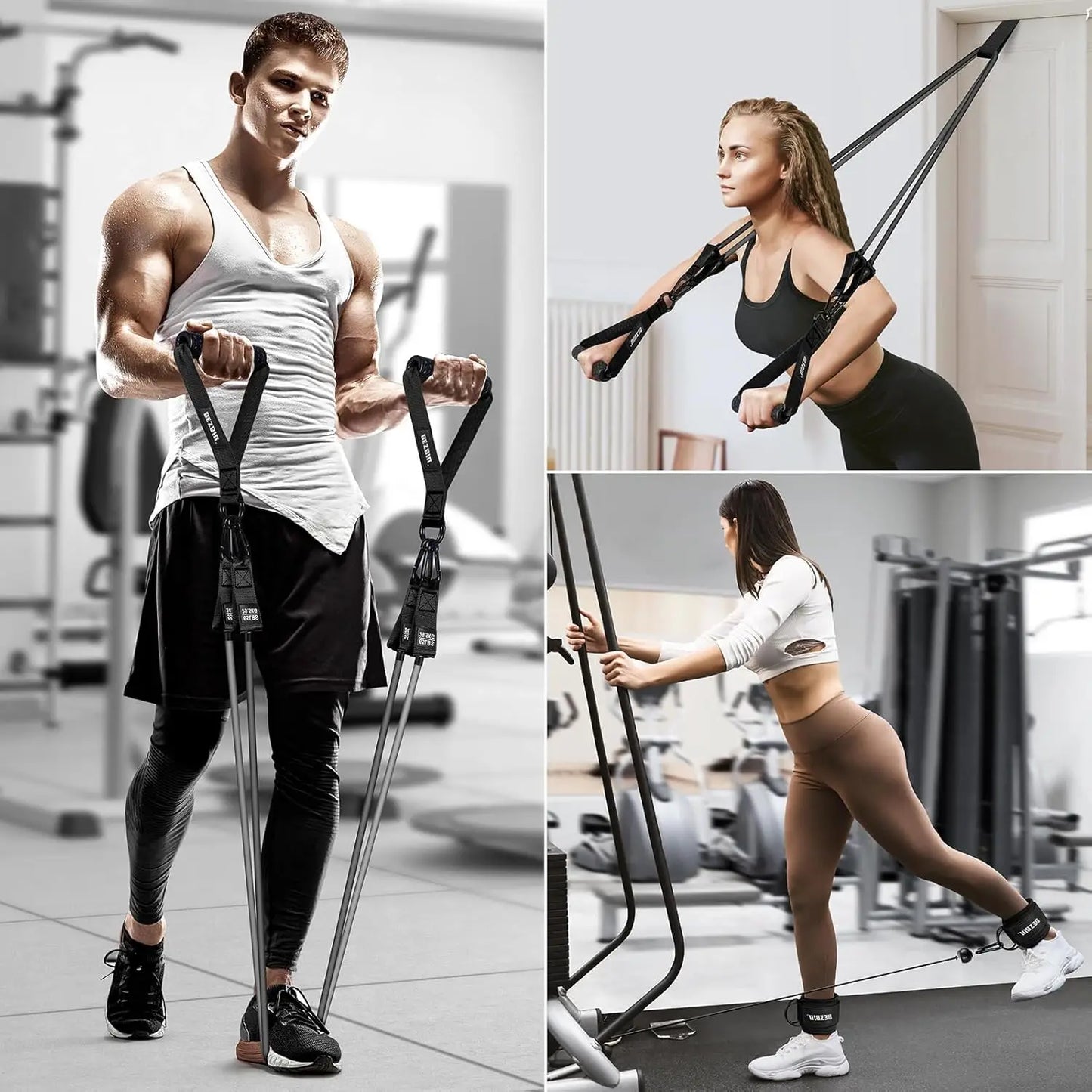 Heavy Duty Resistance Band Set With Handles And Ankle Straps