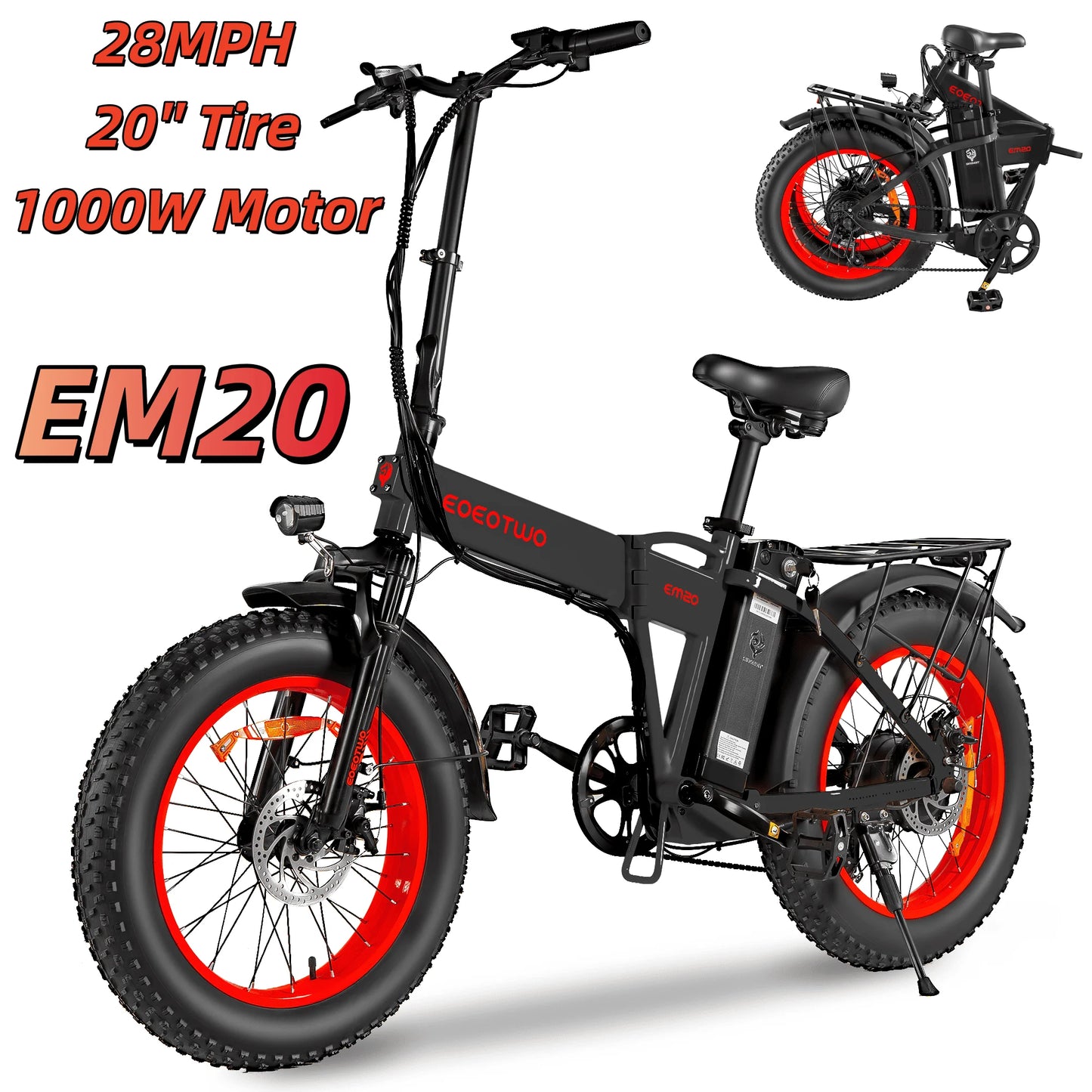 EOEOTWO 1500W Electric Fat Tire Ebike 34MPH Mountain Bicycle