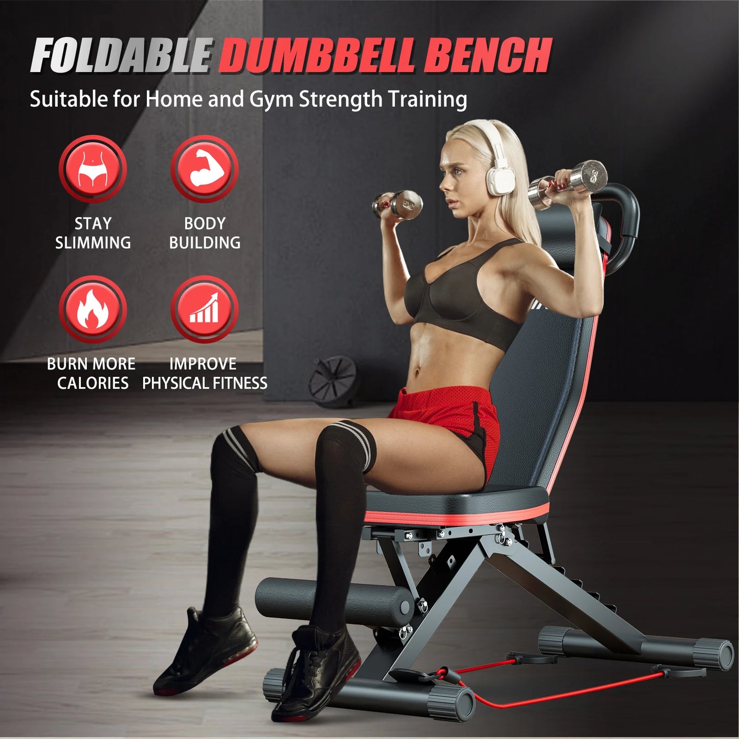 Adjustable Weight Bench Foldable Incline Decline Dumbbell For Home Gym