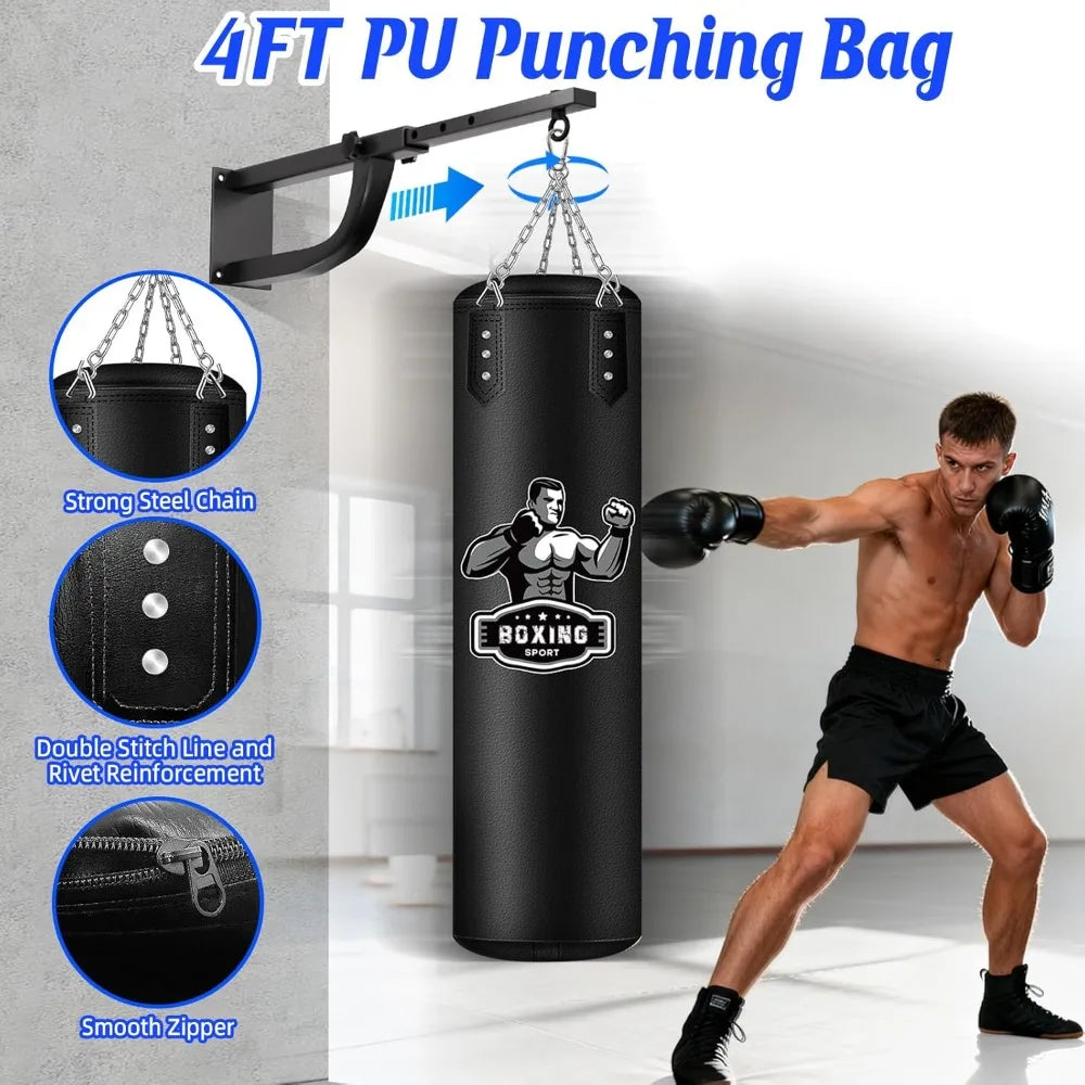 Adjustable Wall Mount Punching Bag Set With Gloves