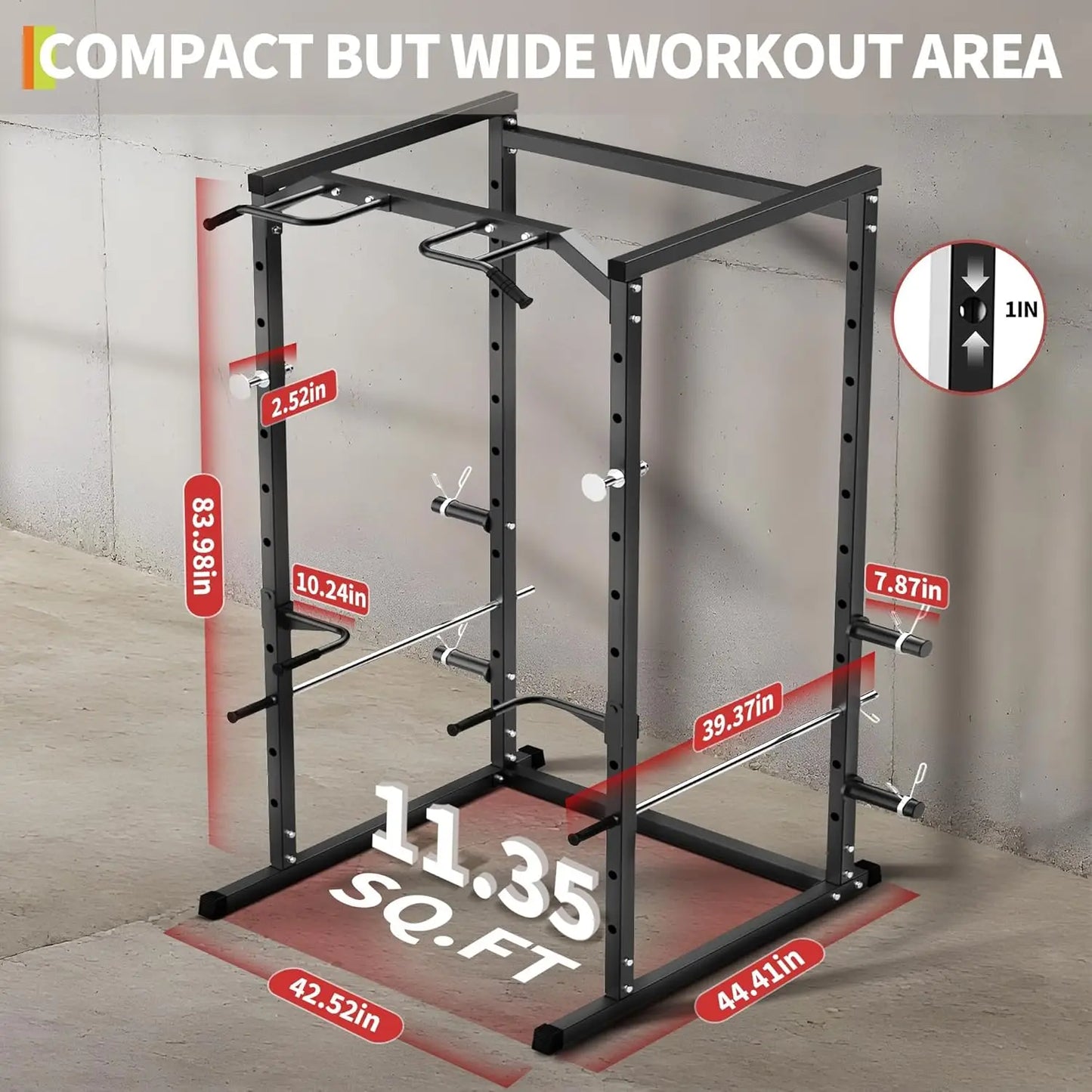 HiMISS 1100 Lb Multi-Functional Power Rack With Pull-Up Bar