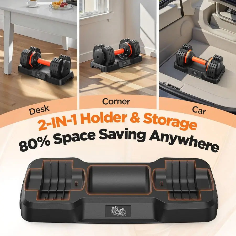 MBVM Adjustable Dumbbell Set With Storage Box For Home Gym