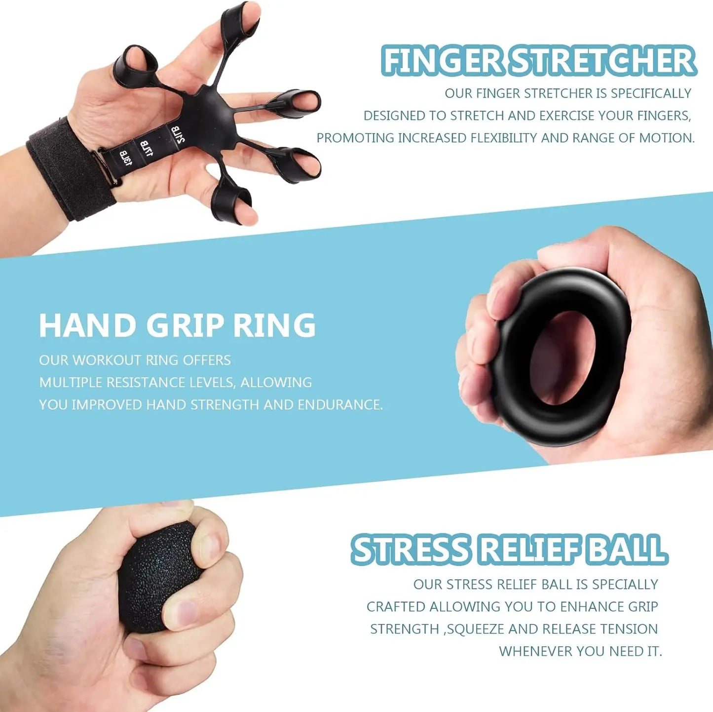 Grip Trainer Kit Hand Gripper And Finger Exercisers