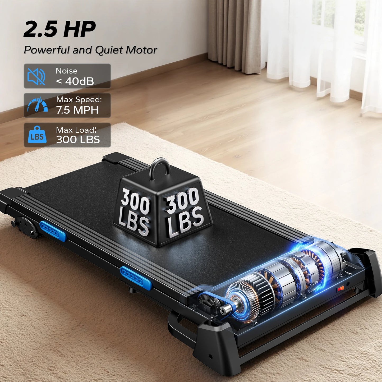 Merach Foldable Treadmill T12 Incline Quiet Operation With Heart Rate Monitoring