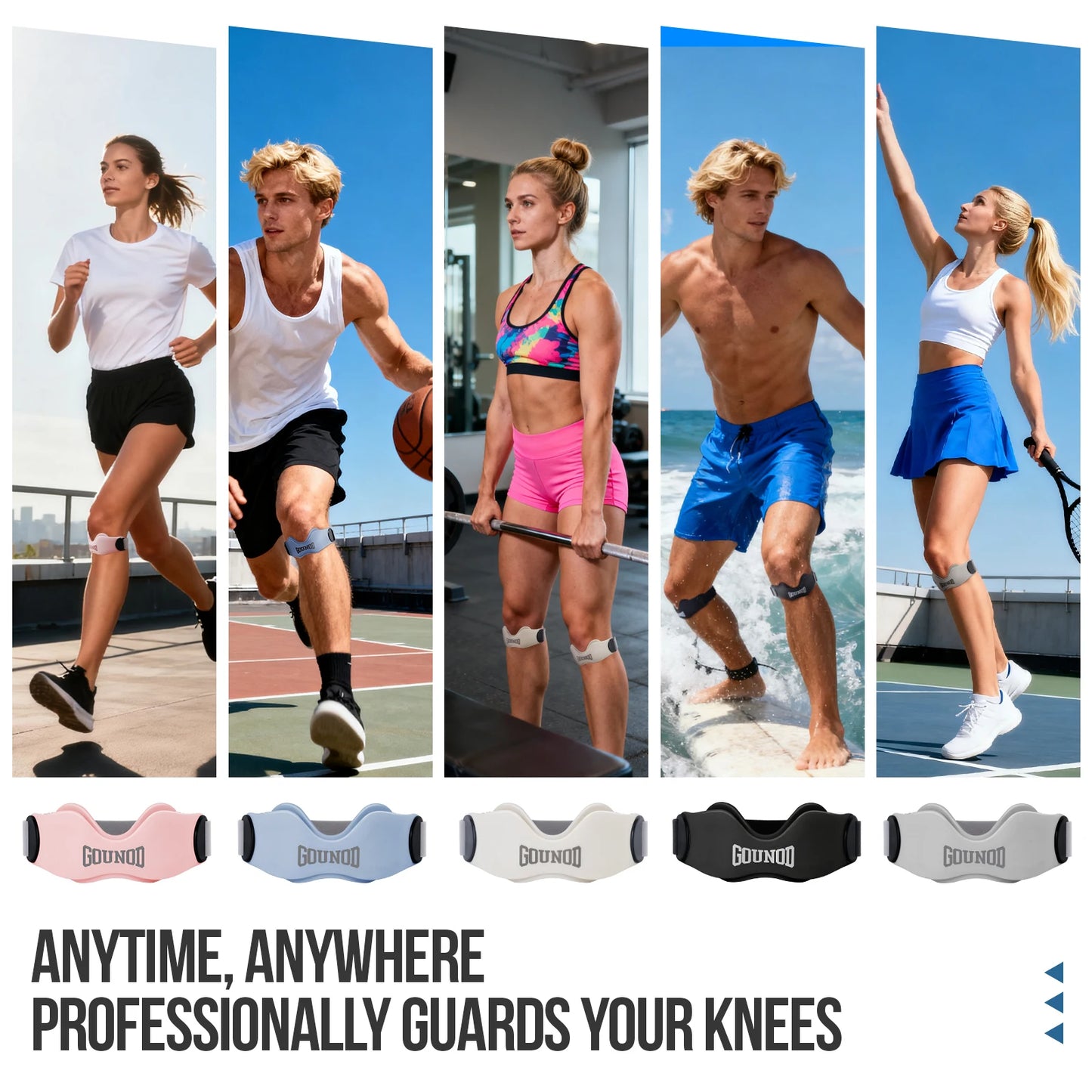 GOUNOD Patellar Tendon Support Strap Silicone Knee Brace for Stability