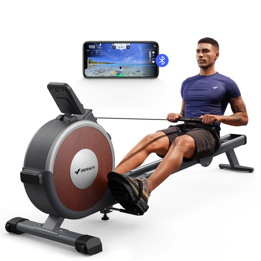 MERACH Magnetic Rowing Machine With 16 Level Resistance Dual Rail