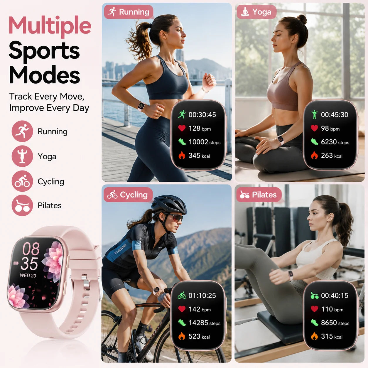 Ladies Smartwatch With Heart Rate Sleep Menstrual Tracking IP67