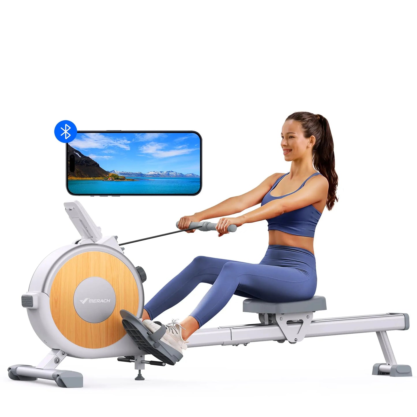 MERACH Magnetic Rowing Machine With 16 Level Resistance Dual Rail