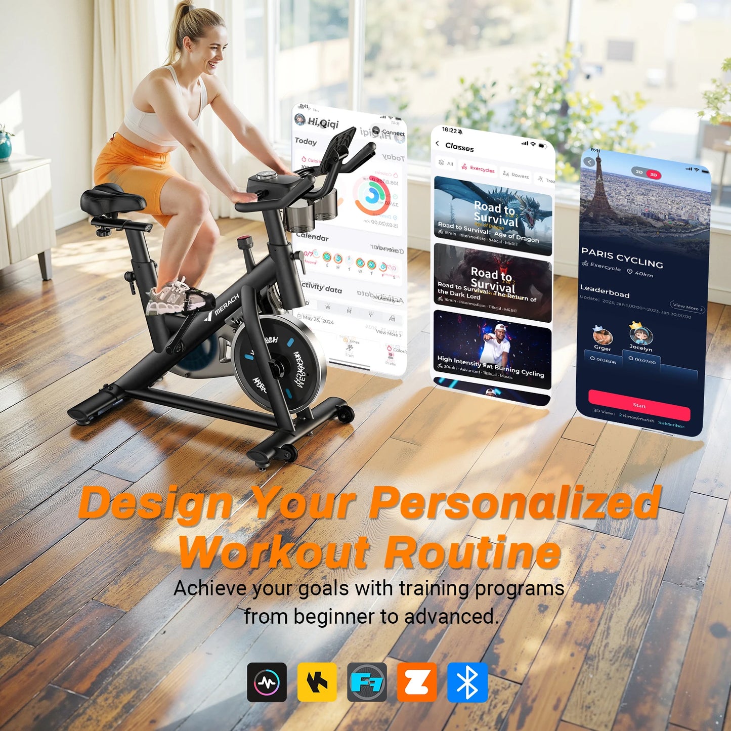 MERACH Exercise Bike With Low Noise Braking And Tablet Mount
