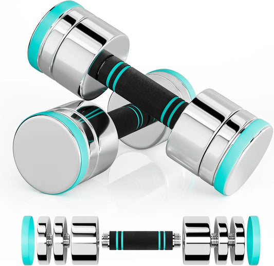 Steel Ultracompact Adjustable Chrome Dumbbell Set With Foam Handles