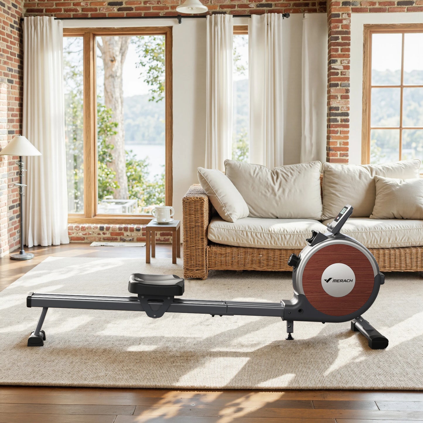 MERACH Magnetic Rowing Machine With 16 Level Resistance Dual Rail