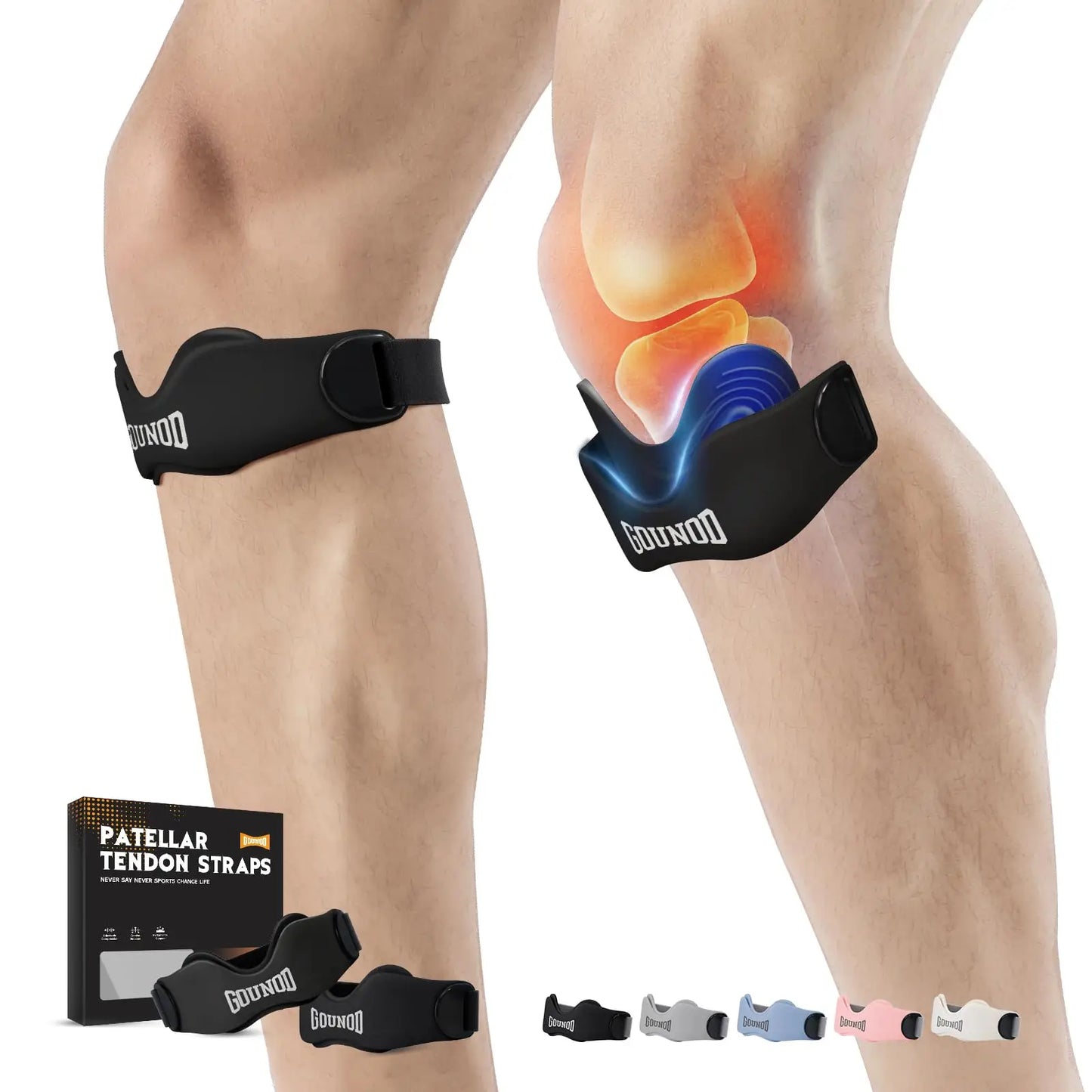GOUNOD Patellar Tendon Support Strap Silicone Knee Brace for Stability