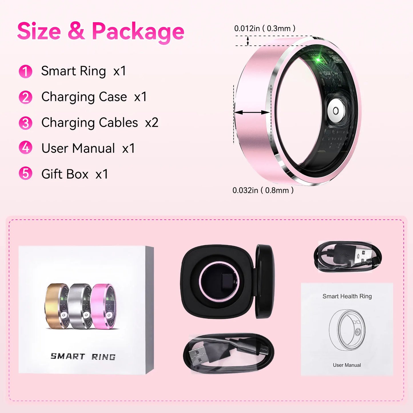 LaNikar R5 Smart Ring Blood Oxygen Monitor With Multi-Sport Modes