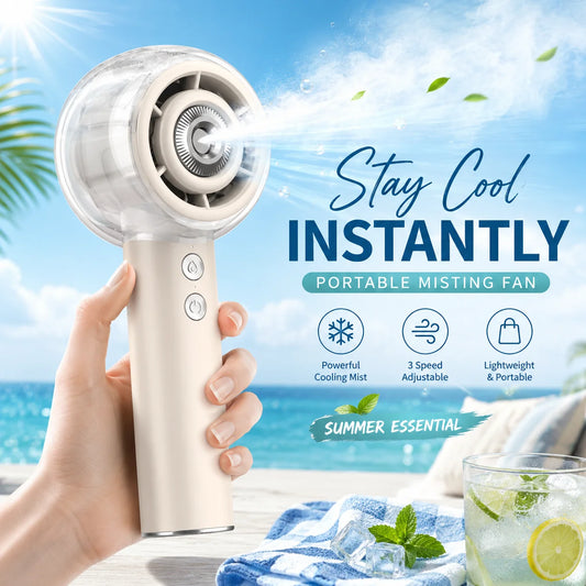 Portable Misting Handheld Fan 6000mAh Rechargeable Battery For Travel