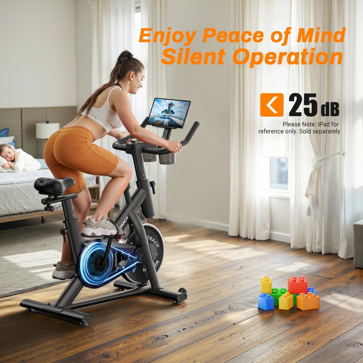 MERACH Exercise Bike With Low Noise Braking And Tablet Mount