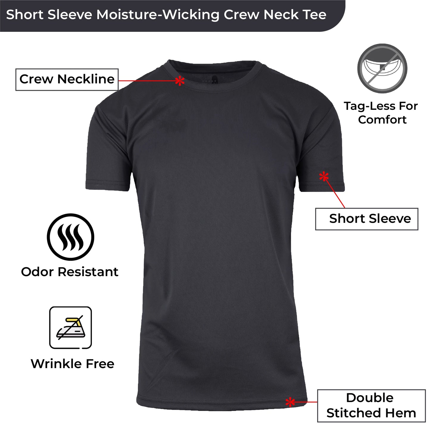Men's Moisture-Wicking Short Sleeve Performance Crew Neck Tee
