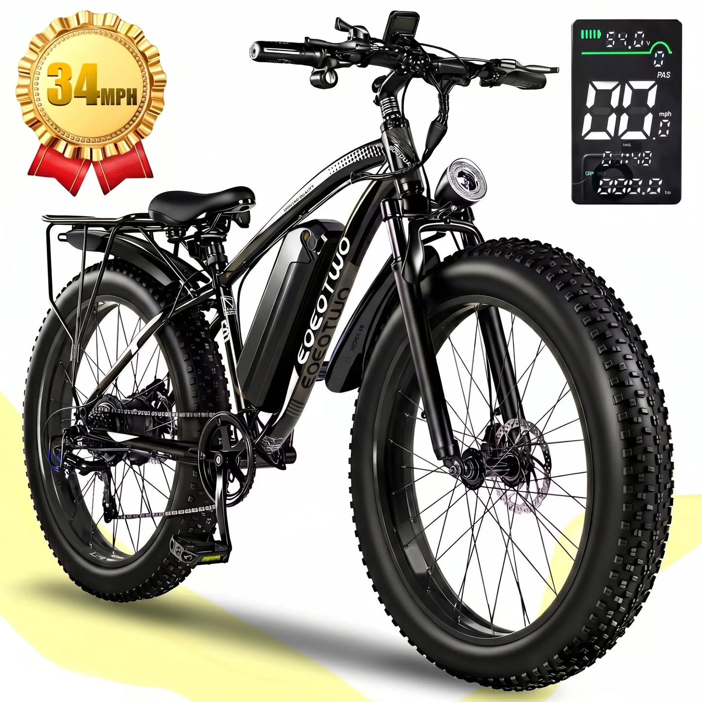 EOEOTWO 1500W Electric Bike 34MPH High Speed Mountain Bicycle