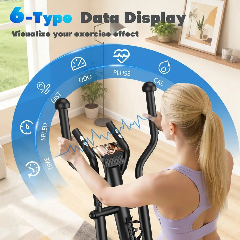 YTYIN 16Level Magnetic Elliptical Machine With Quiet Drive For Home Gym