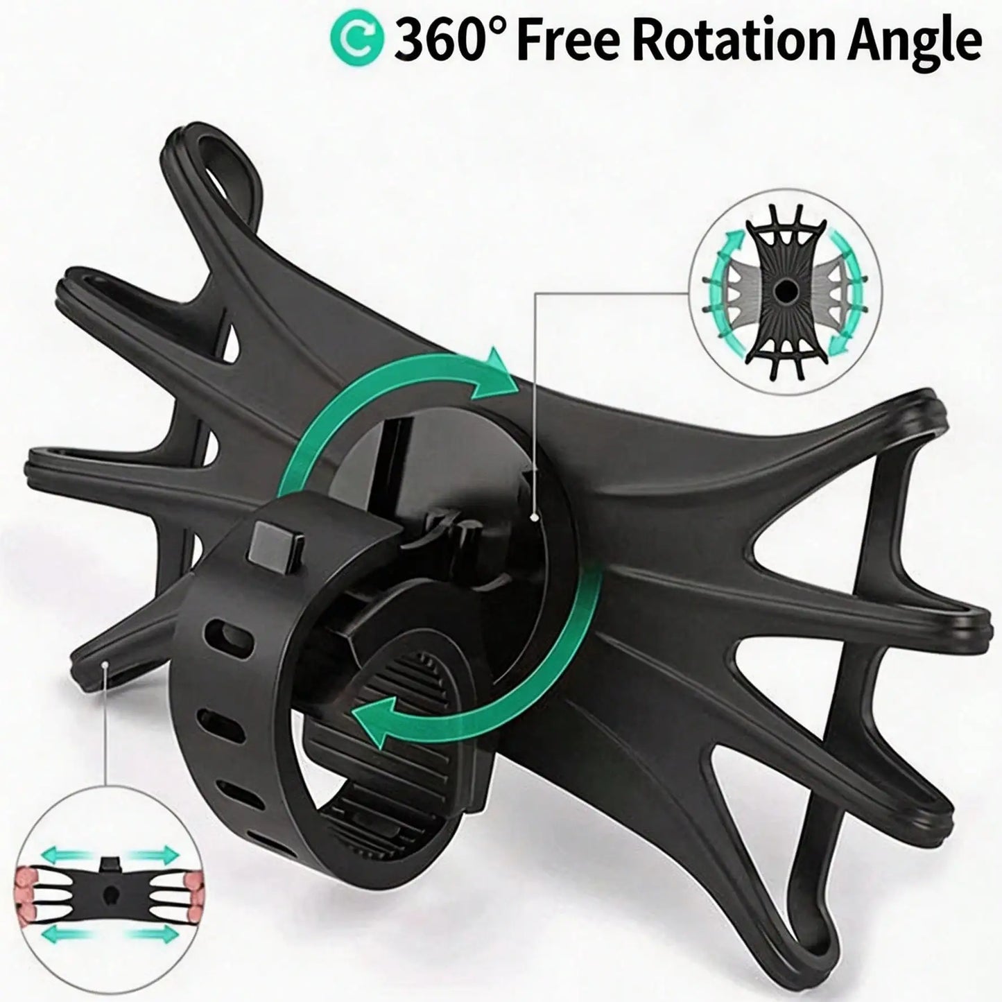 360 Rotatable Silicone Phone Holder For Bicycle, E-Bike And Motorcycle
