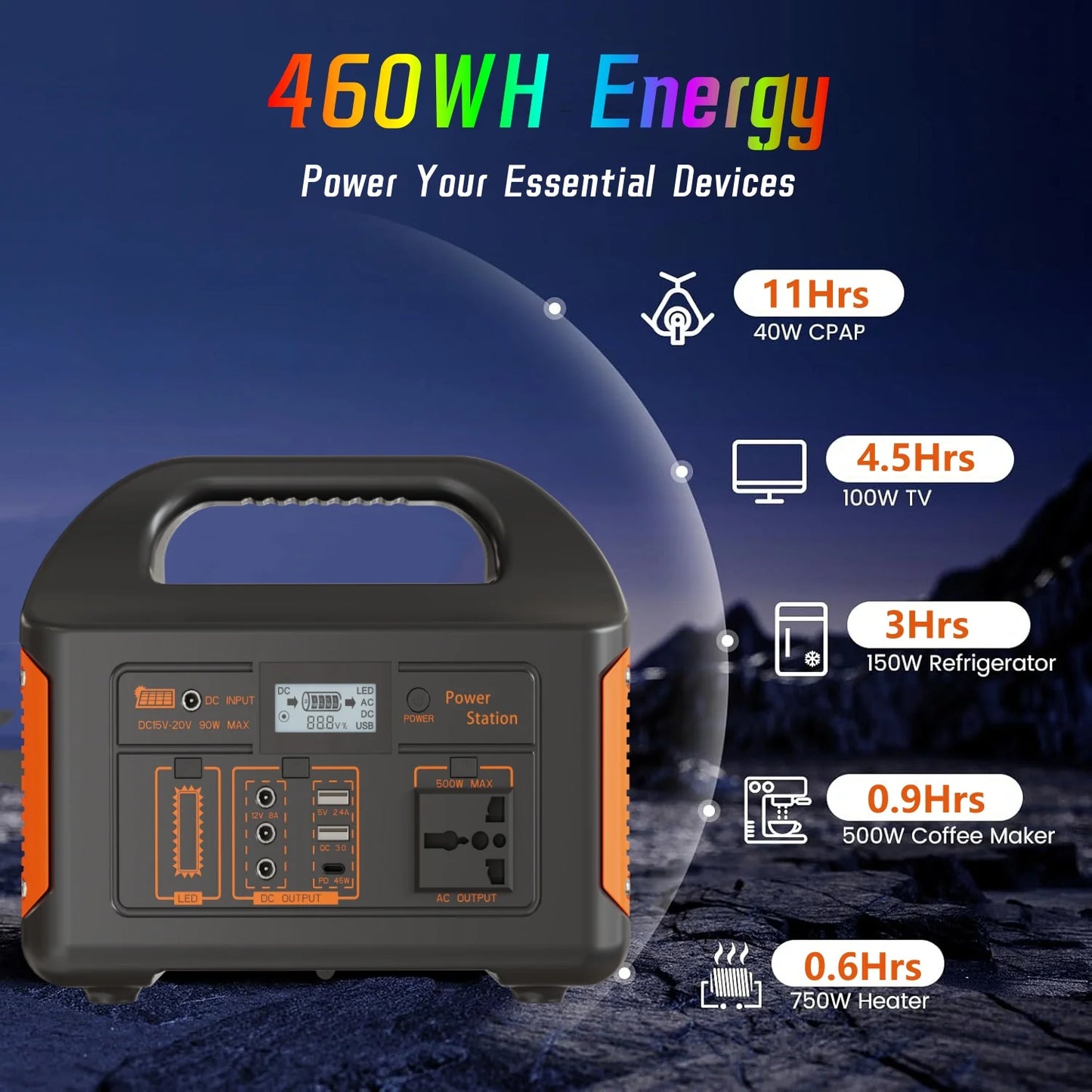 Jsdsolar Portable Solar Power Station Generator 110V 220V LED