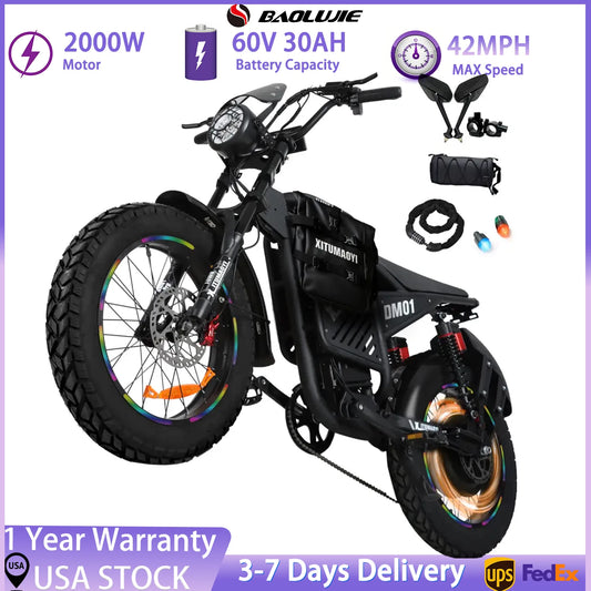 Baolujie DM01 Electric Motorcycle 2000W 60V 30Ah EBike