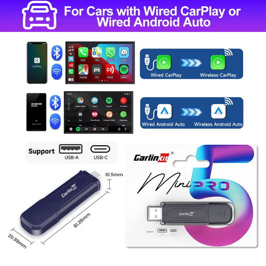 Carlinkit Mini Pro Wireless CarPlay Adapter For Android Auto
