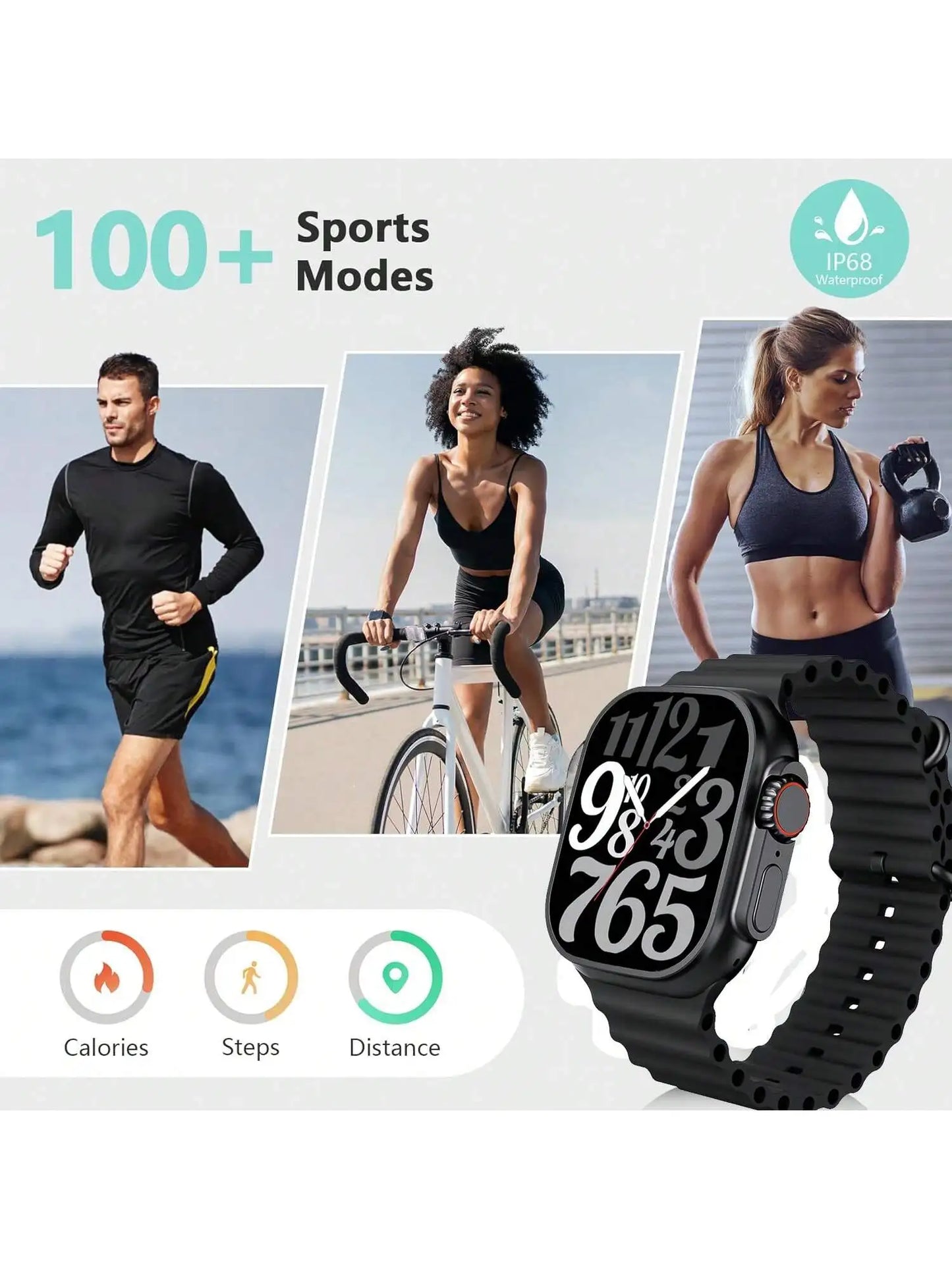 Smart Watches With 7 Bands And Case Unisex Bluetooth Calling