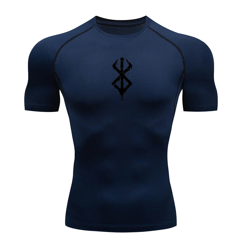 Summer Quick Dry Men Compression Shirt Short Sleeve Running Tee
