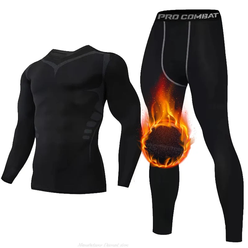 Mens Winter Warm Thermal Underwear Set Fleece Long Johns Tracksuit