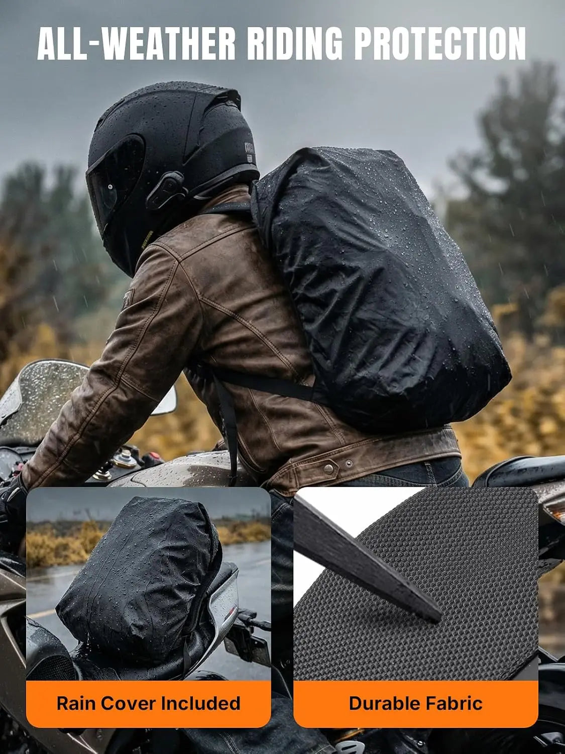 1800D Water Resistant Laptop Backpack for Travel and Motorcycle