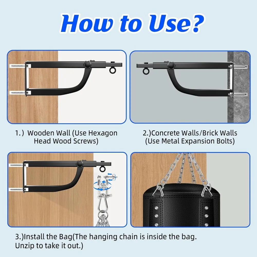 Adjustable Wall Mount Punching Bag Set With Gloves