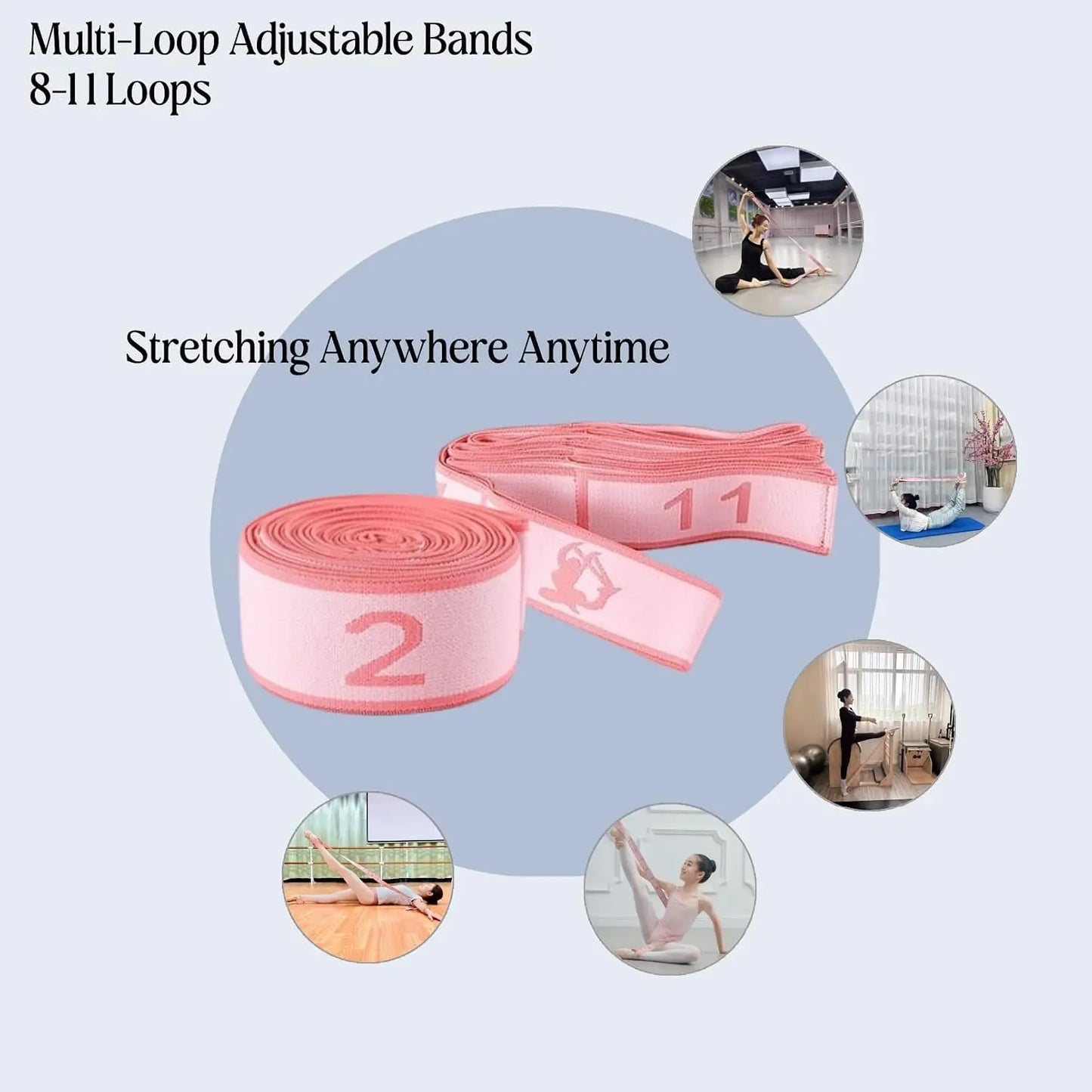11-Loop Stretch Band for Yoga Pilates and Physical Therapy