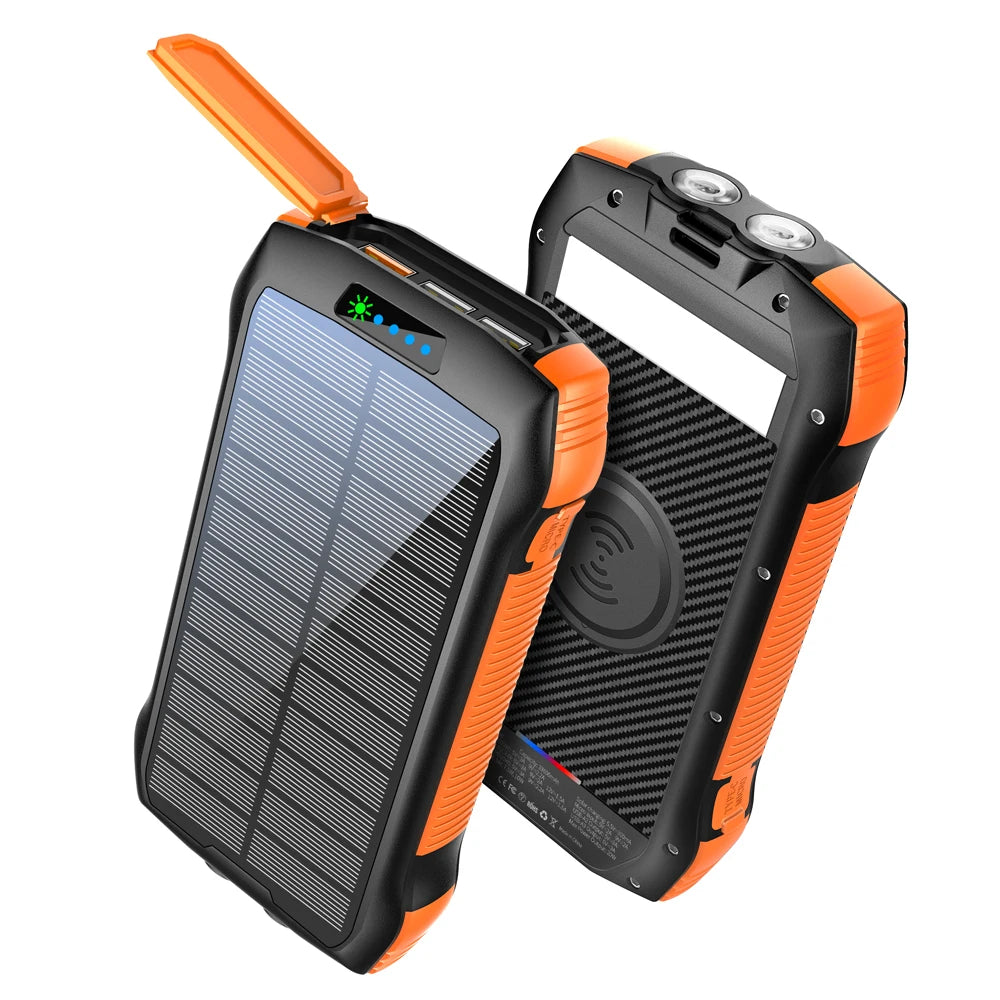 Solar Charger Power Bank 33500mAh Wireless USB C PD Outdoor