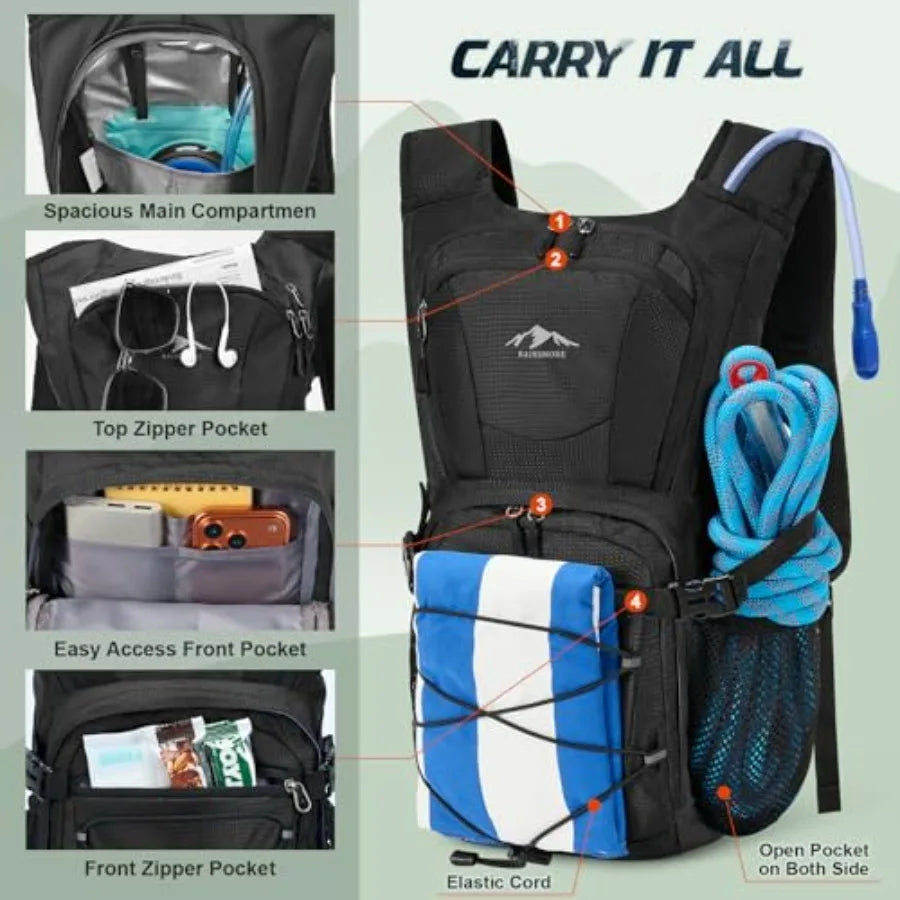 Hydration Backpack With Water Bladder For Hiking And Travel