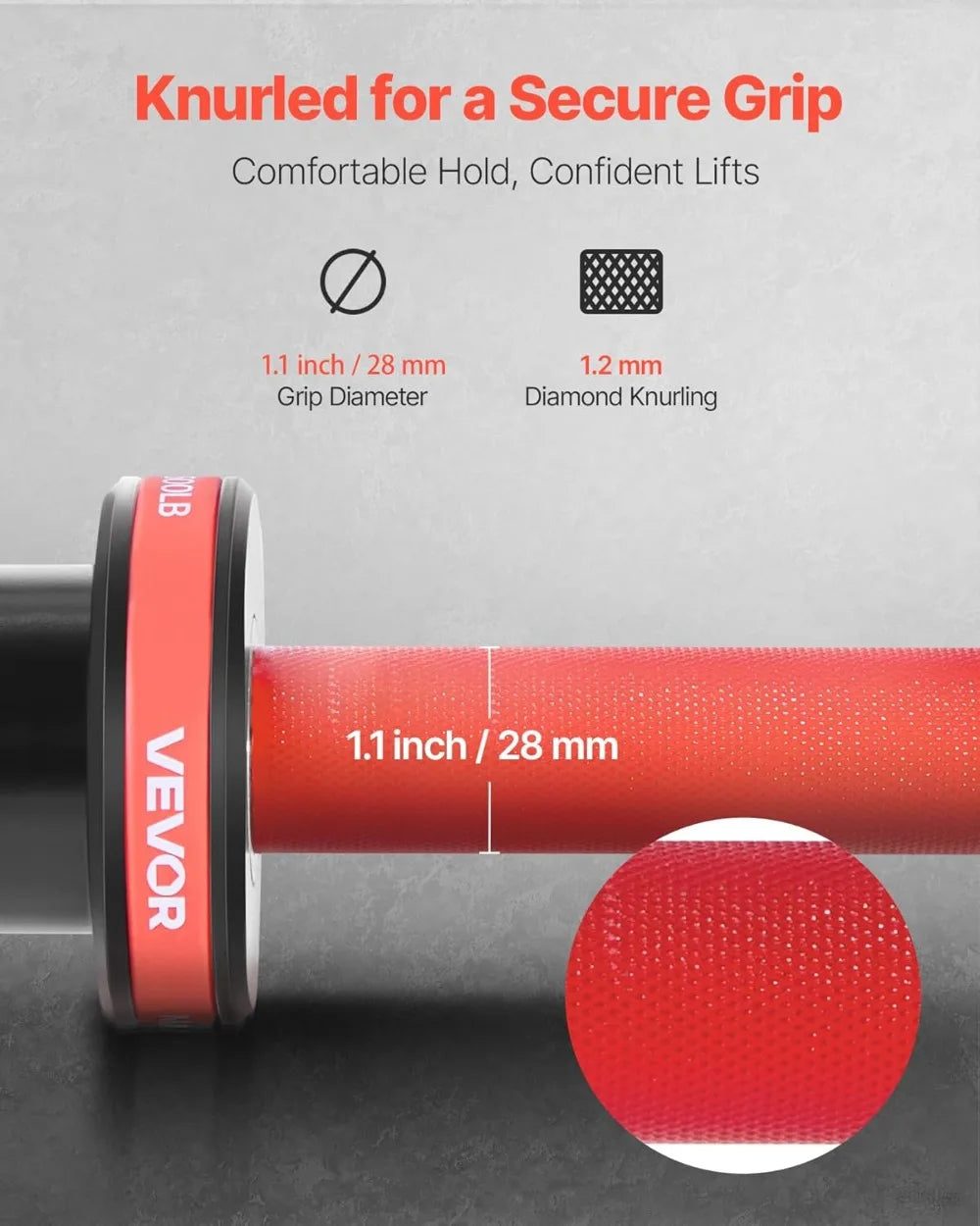 Olympic Barbell Knurled Grip for Strength Training 1000 Pounds Capacity
