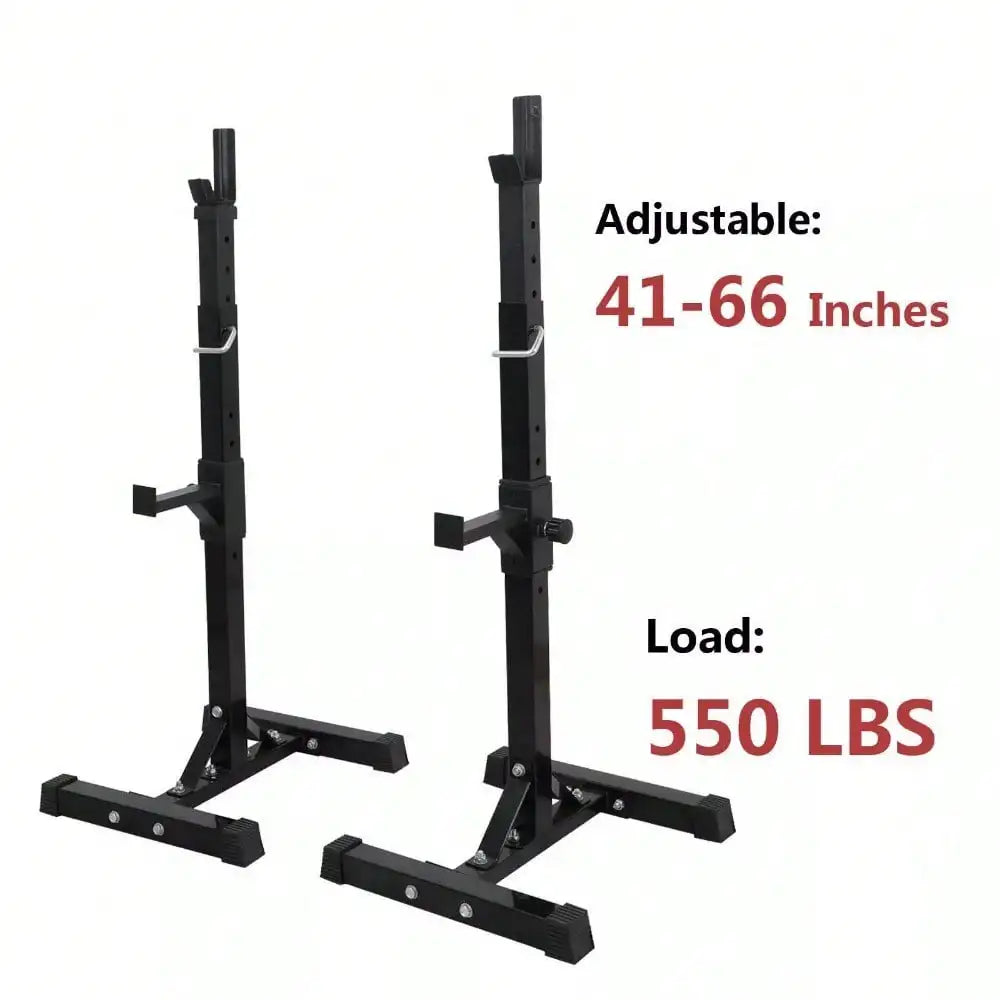 Two Pack Adjustable Squat Rack Stands for Barbell Bench