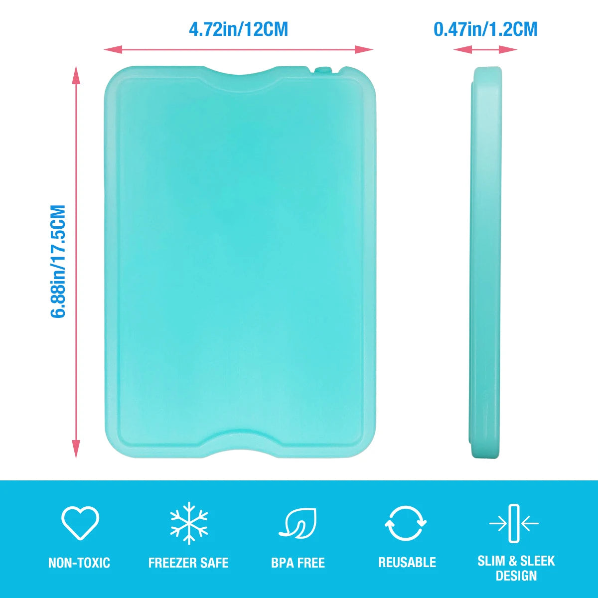 Slim Ice Pack Set For Lunch Boxes And Coolers Bundle
