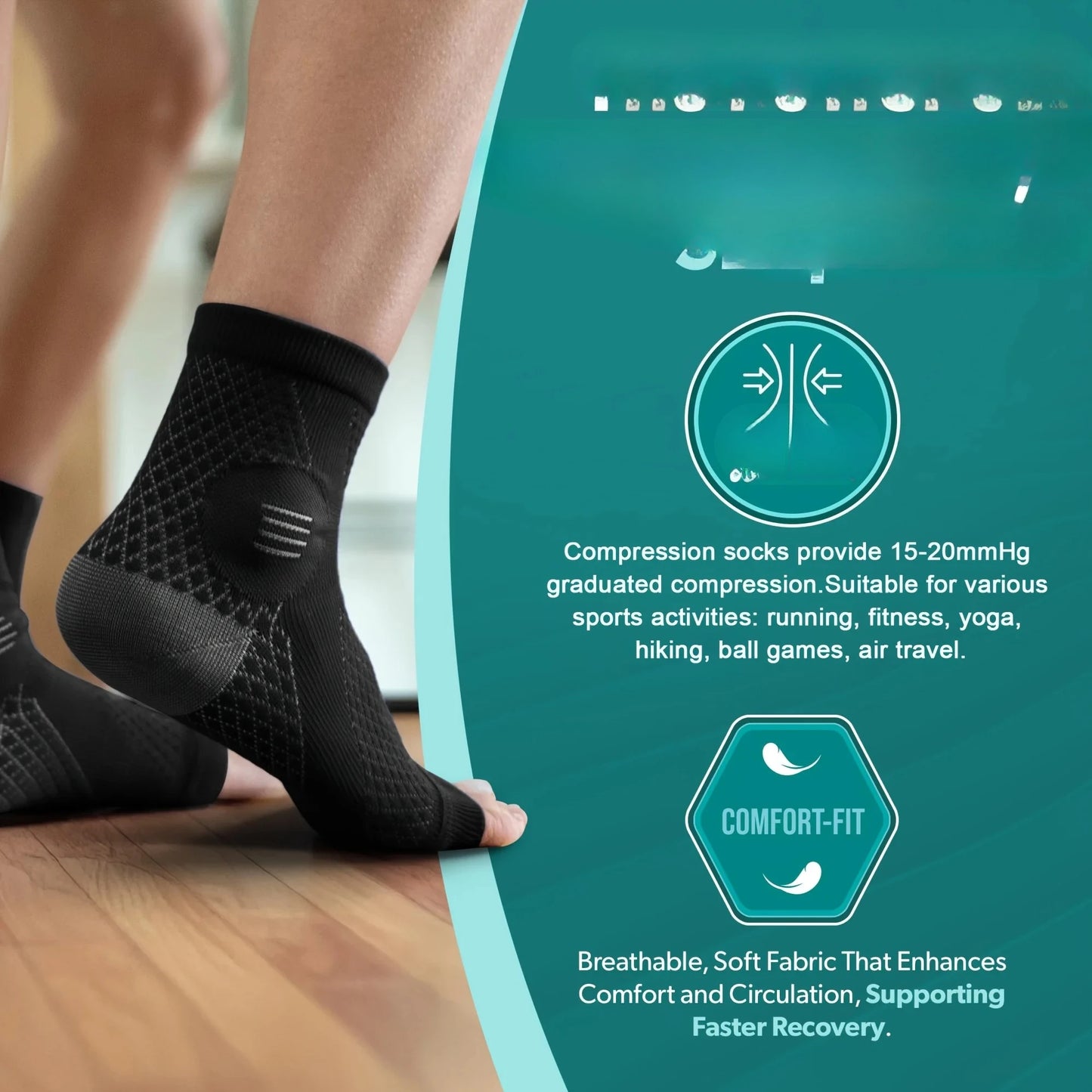 Compression Socks for Neuropathy With Arch Support Open Toe