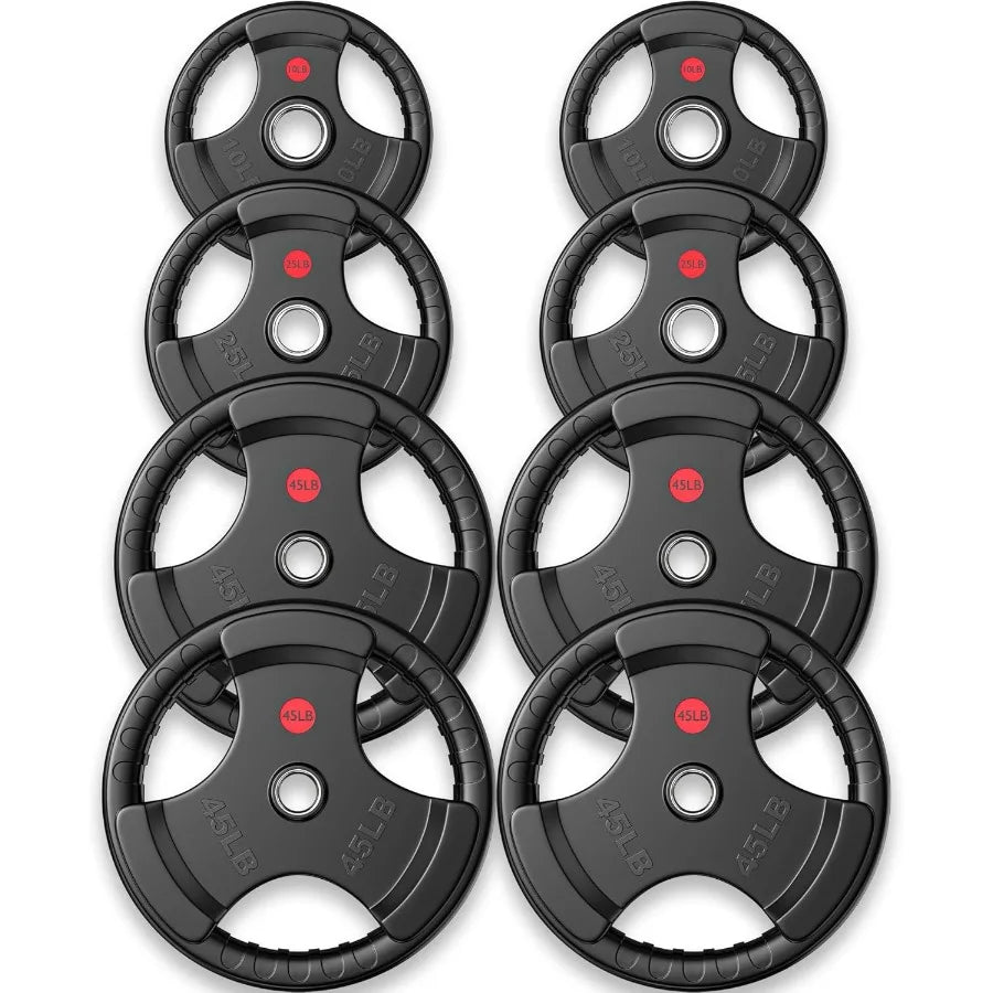 Rubber Grip Weight Plates Set For Barbell Training