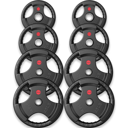 Rubber Grip Weight Plates Set For Barbell Training