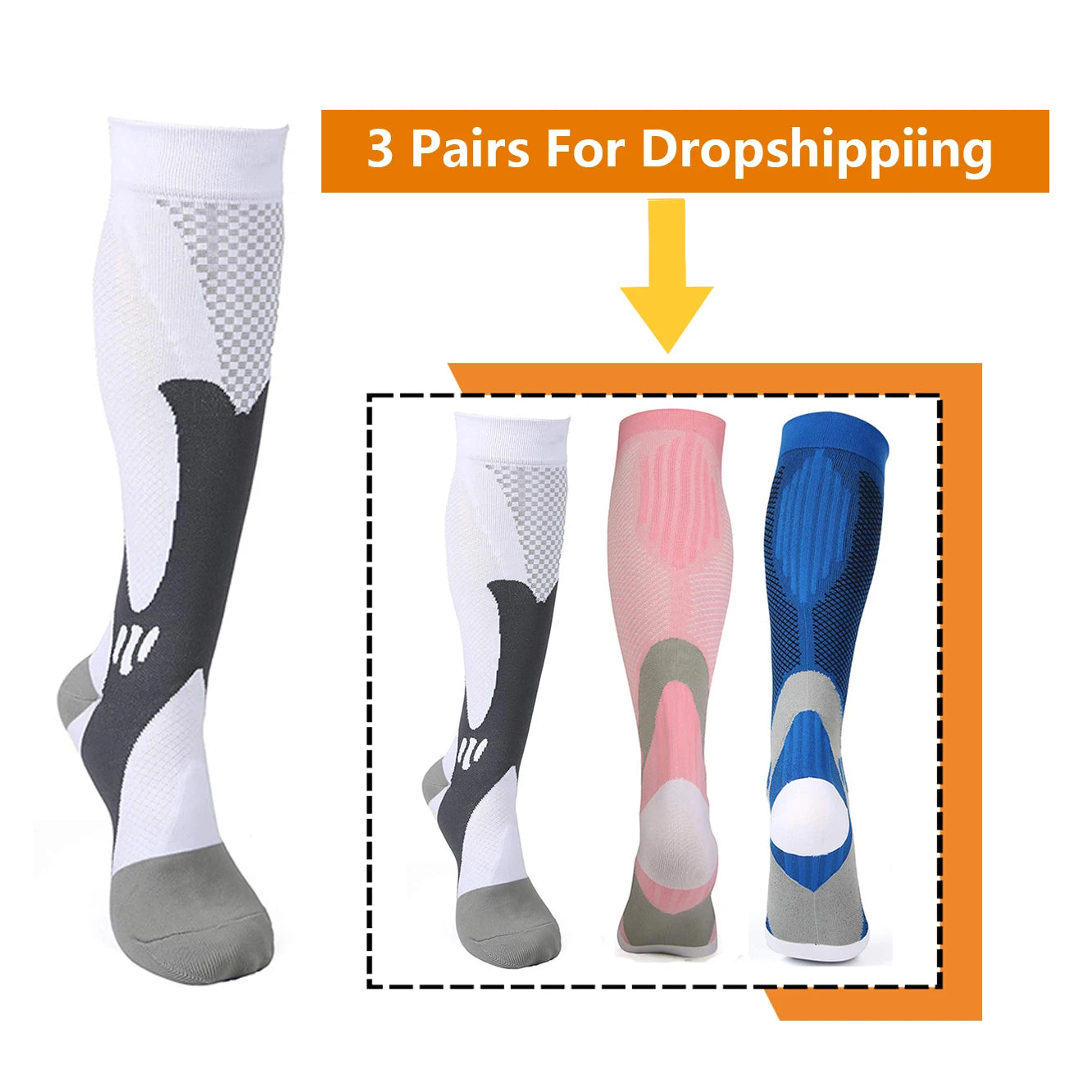 BROTHOCK Compression Socks 20-30 MmHg Athletic Nylon Stockings