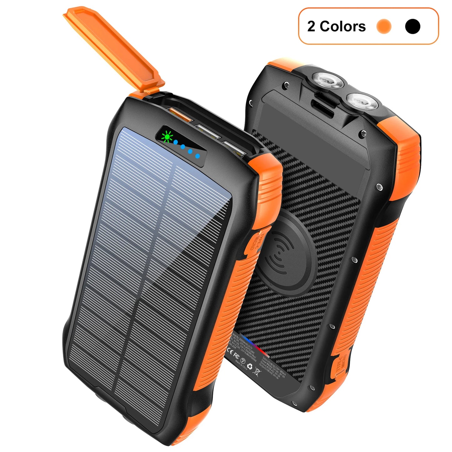 Solar Charger Power Bank 33500mAh Wireless USB C PD Outdoor