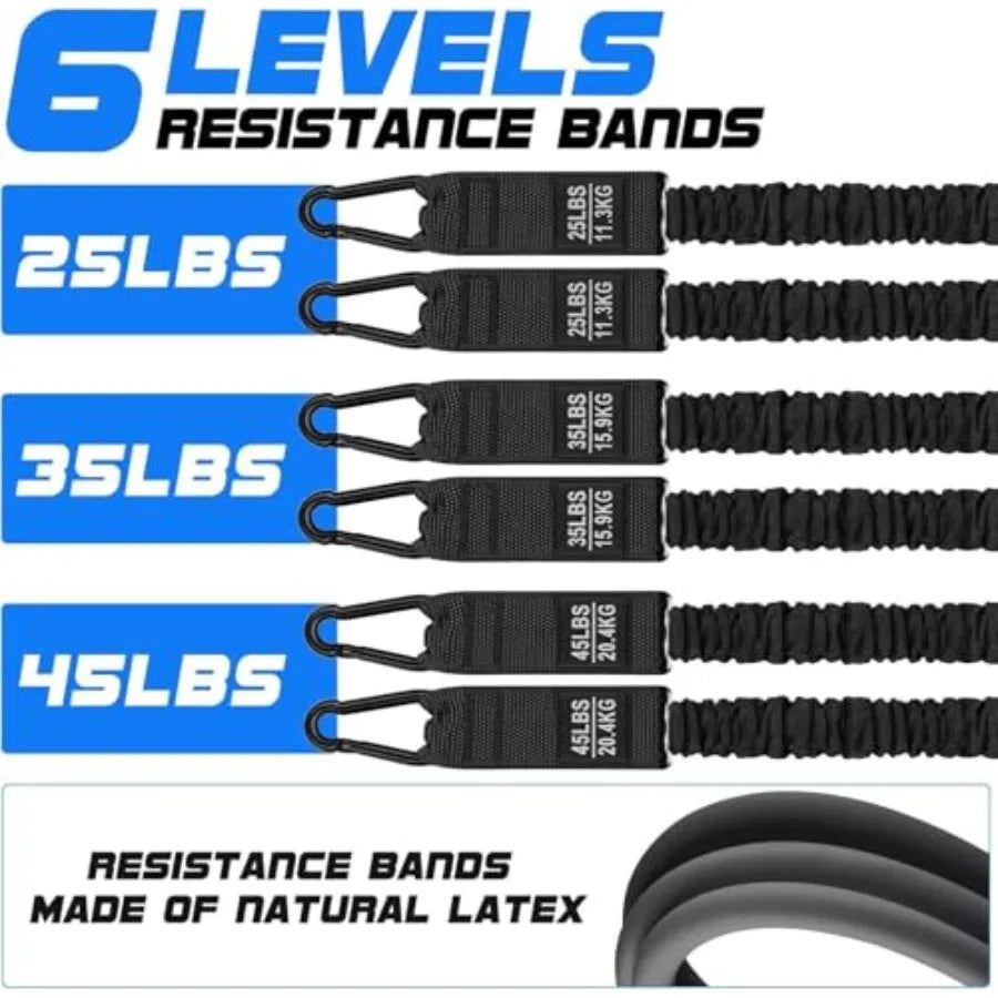 Pilates Bar Kit With Resistance Bands 210lbs Handles