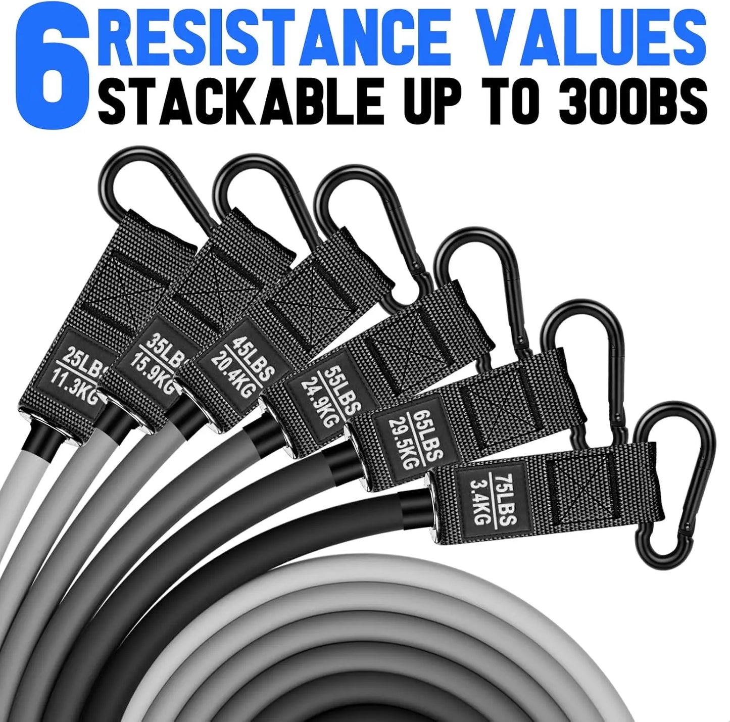 Heavy Duty Resistance Band Set With Handles And Ankle Straps