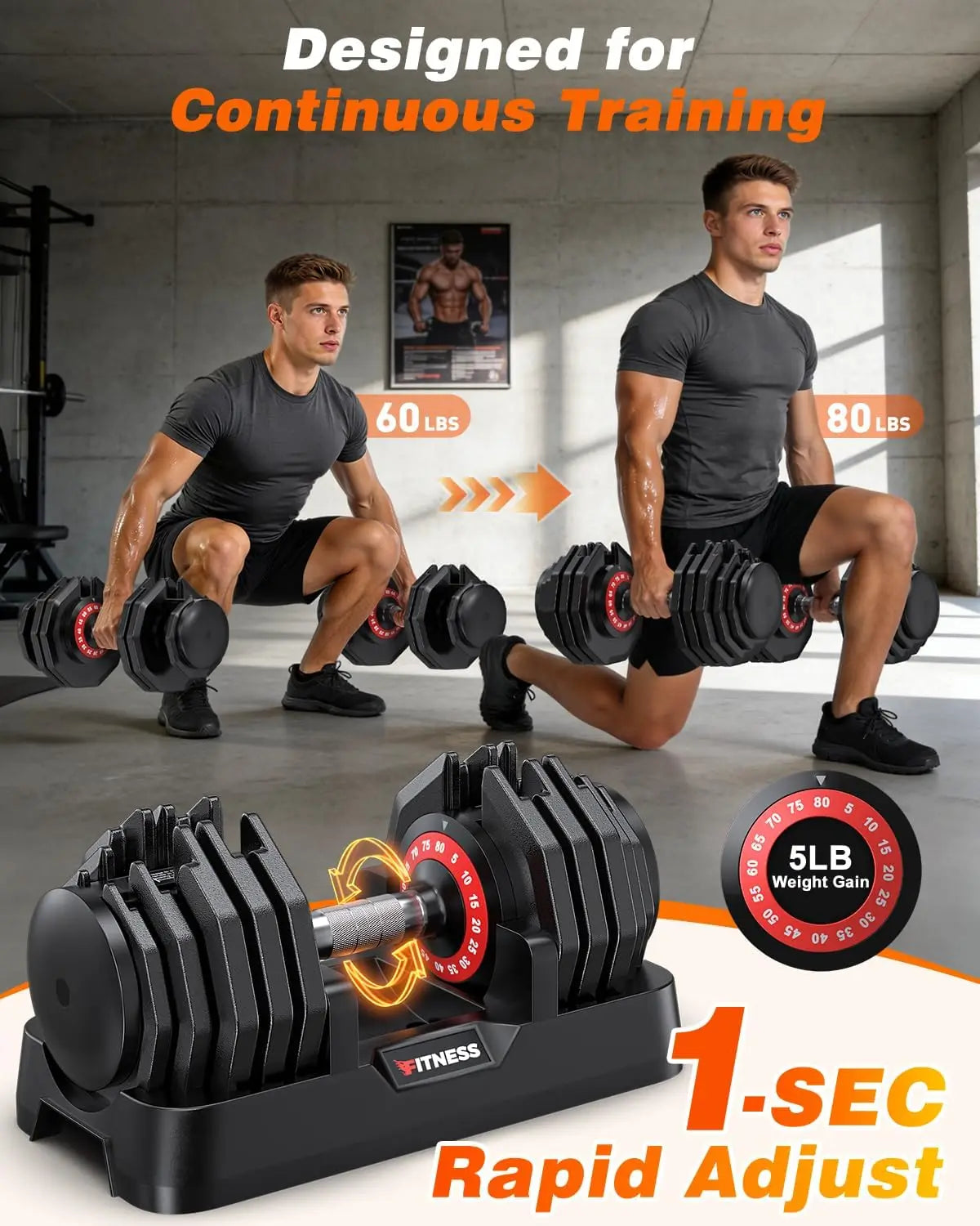 Adjustable Dumbbells Set With Foldable Workout Bench For Home Gym